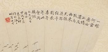 Two fan paintings by unknown artist, late Qing dynasty, circa 1900.