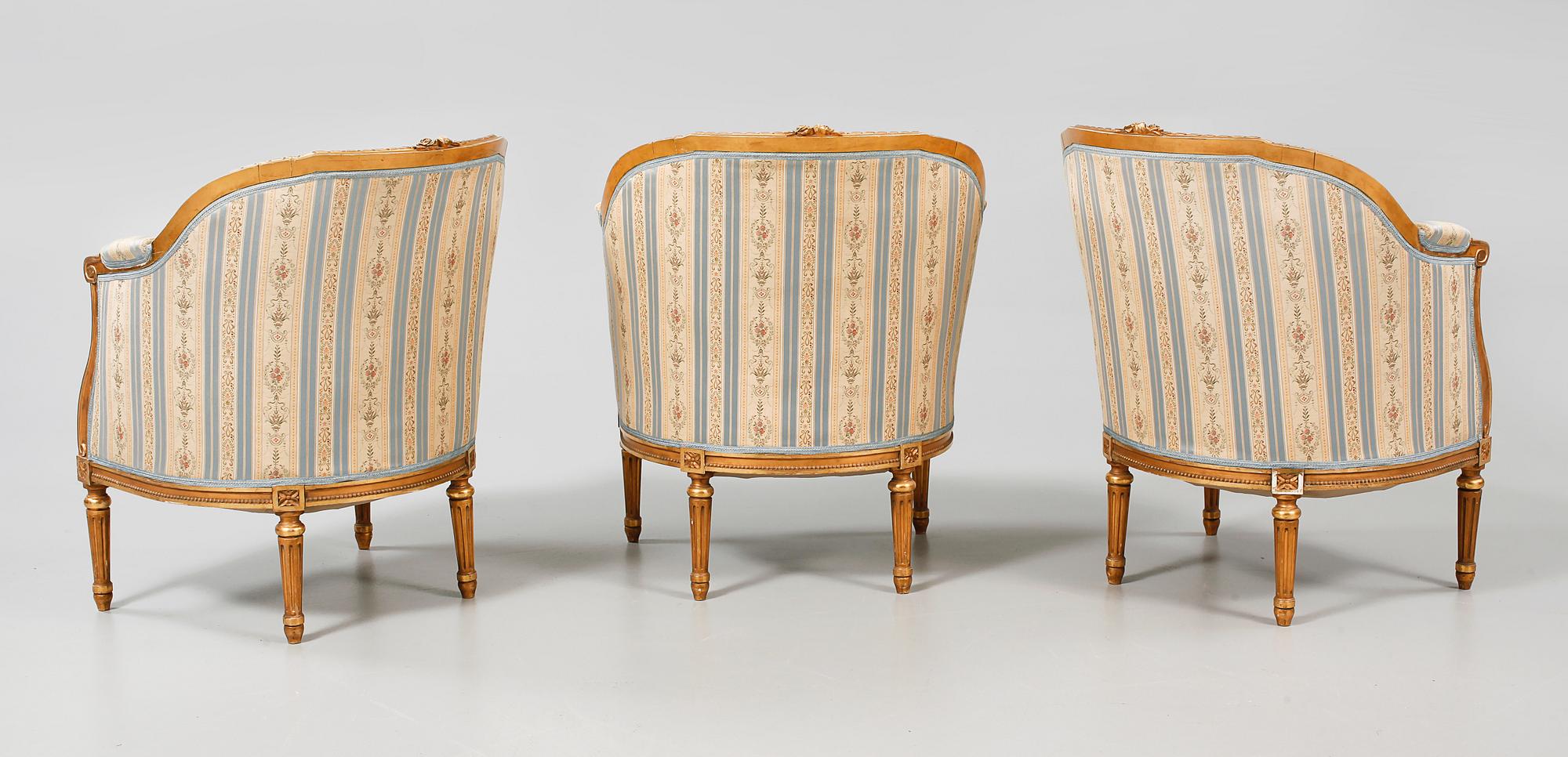 SALONGSGRUPP, 6 delar, gustaviansk stil, 1900-talets första hälft.