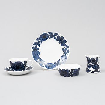 Stig Lindberg, kaffeservis, 22 delar, benporslin, "Blå Aster", Gustavsberg.