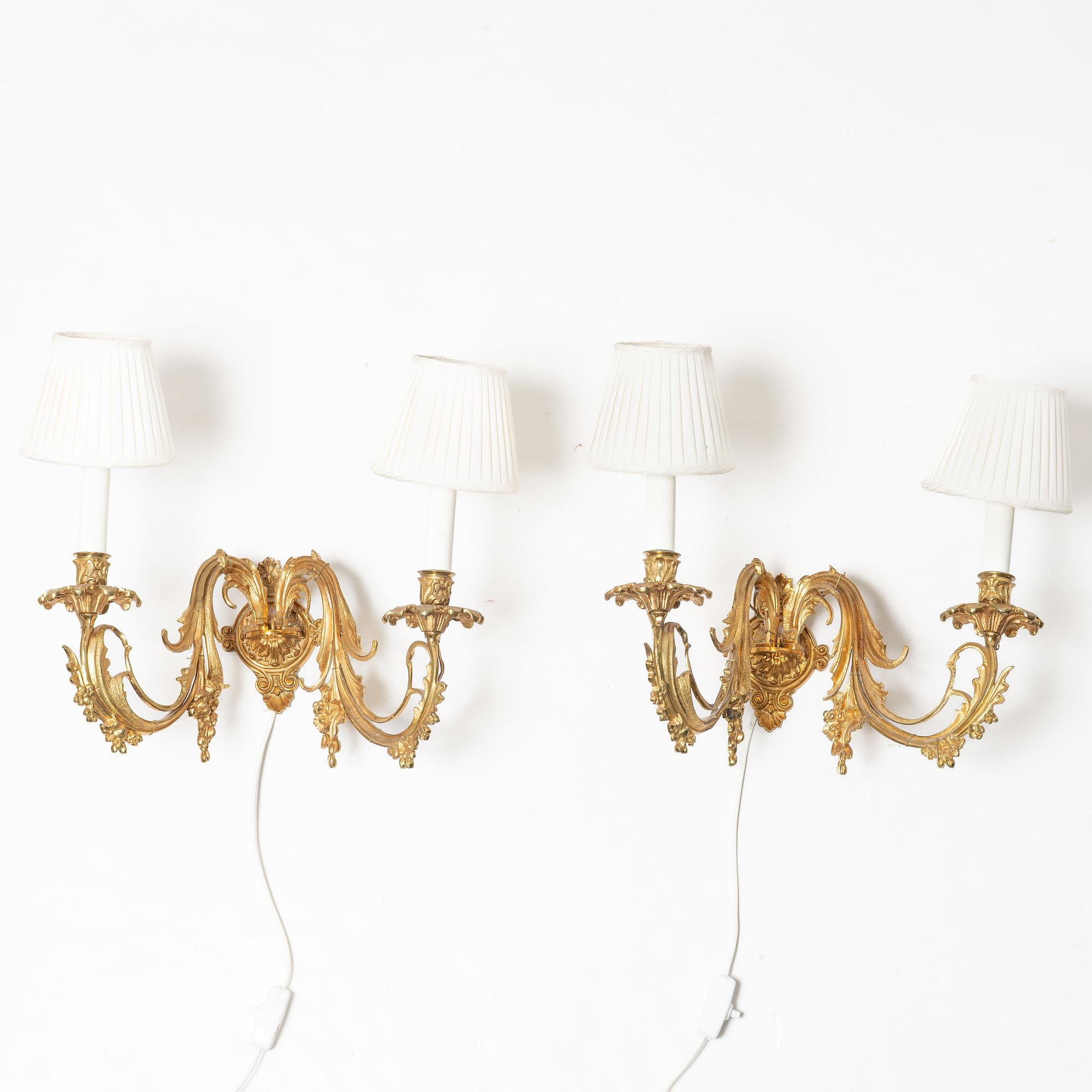 Wall sconces, a pair, circa 1900.