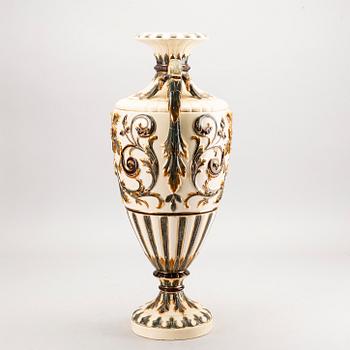 A Rörstrand majolica urn around 1900.