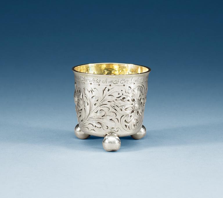 A Swedish parcel-gilt beaker, makers mark of Anders Wilhelm Malthow, Stockholm 1706.