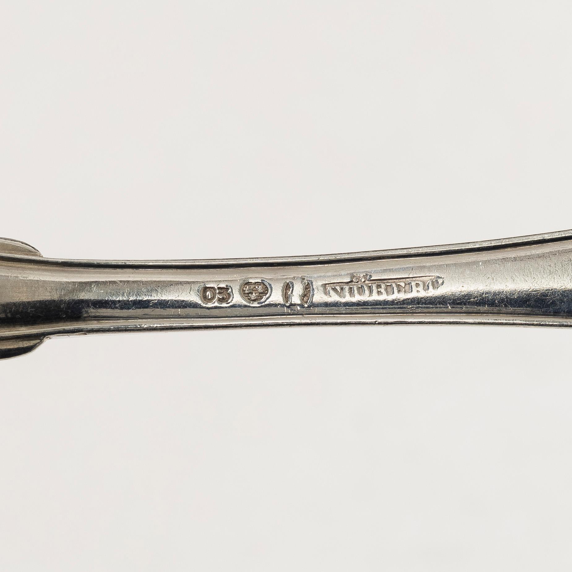 Twelve Swedish silver spoons, mark of Petter Adolf Sjöberg, Stockholm, 1819–1820.