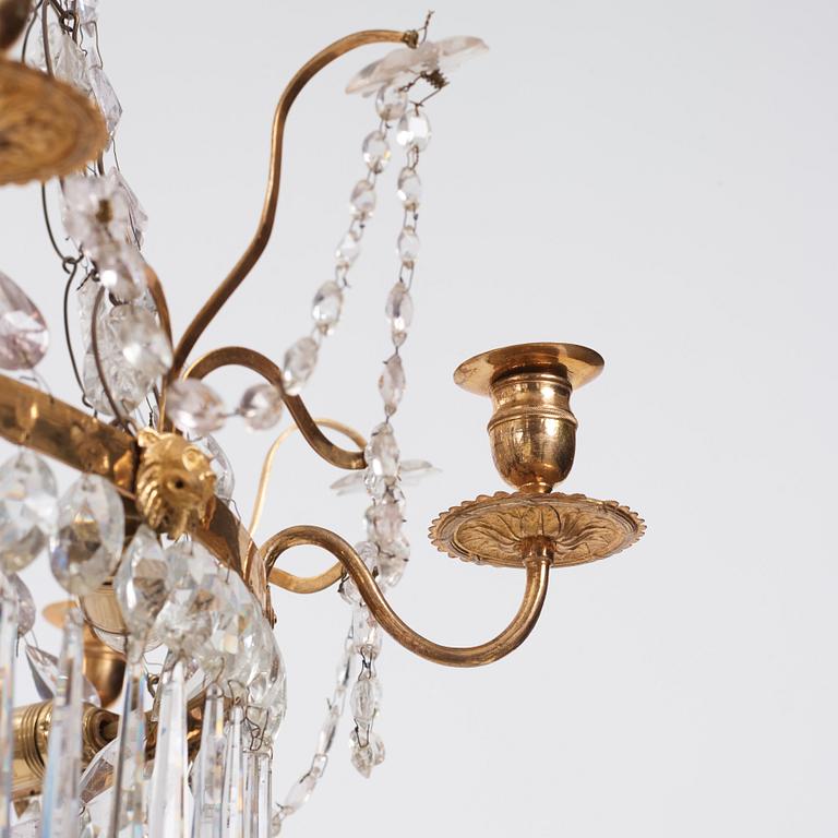 A Gustavian six-light chandelier, late 18th century.