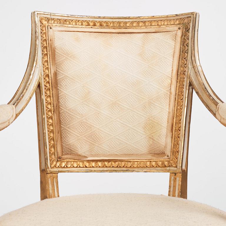 A pair of late Gustavian open armchairs by J. E. Höglander (master in Stockholm 1777-1813).