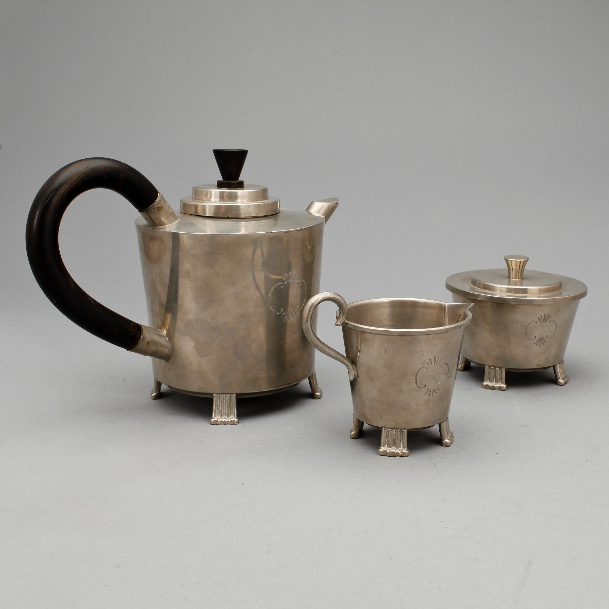 KAFFESERVIS, 3 delar, tenn, Sverige, 1930.
