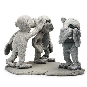 44. Mårten Medbo, a stoneware sculpture "Schoolyard Monkeys", signed and dated 2010.