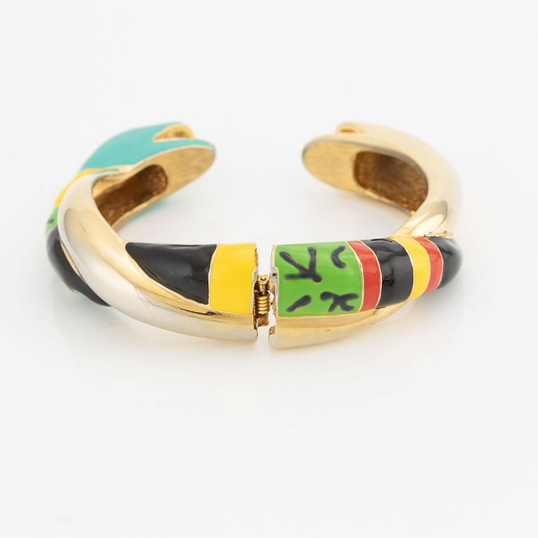 Niki de Saint Phalle bracelet, yellow metal with enamel.