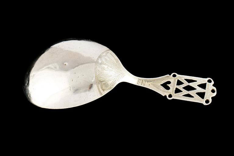 SUPSKED, silver, möjligen Nils Öhstedt, Piteå, 1800-tal. Vikt 28 g.