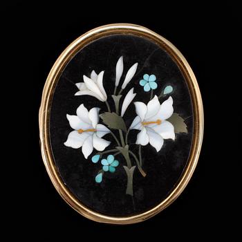 BROSCH, "Pietra dura", troligen Italien 1800-tal.