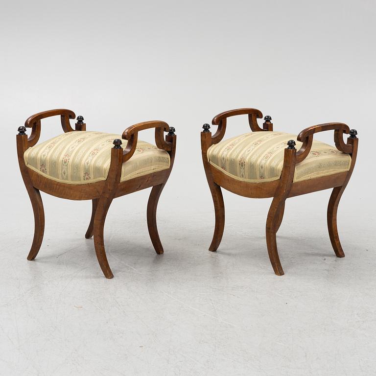 A pair of Karl-Johan stool, Sweden, first half of the 19th century.