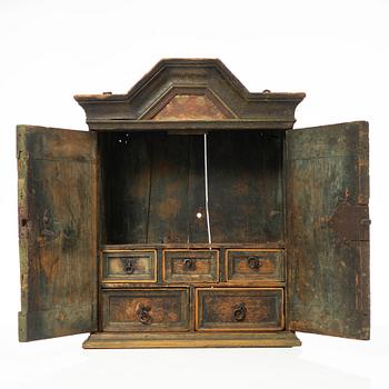 Spice cabinet/wall cabinet, folk art, late Baroque, 18th century.