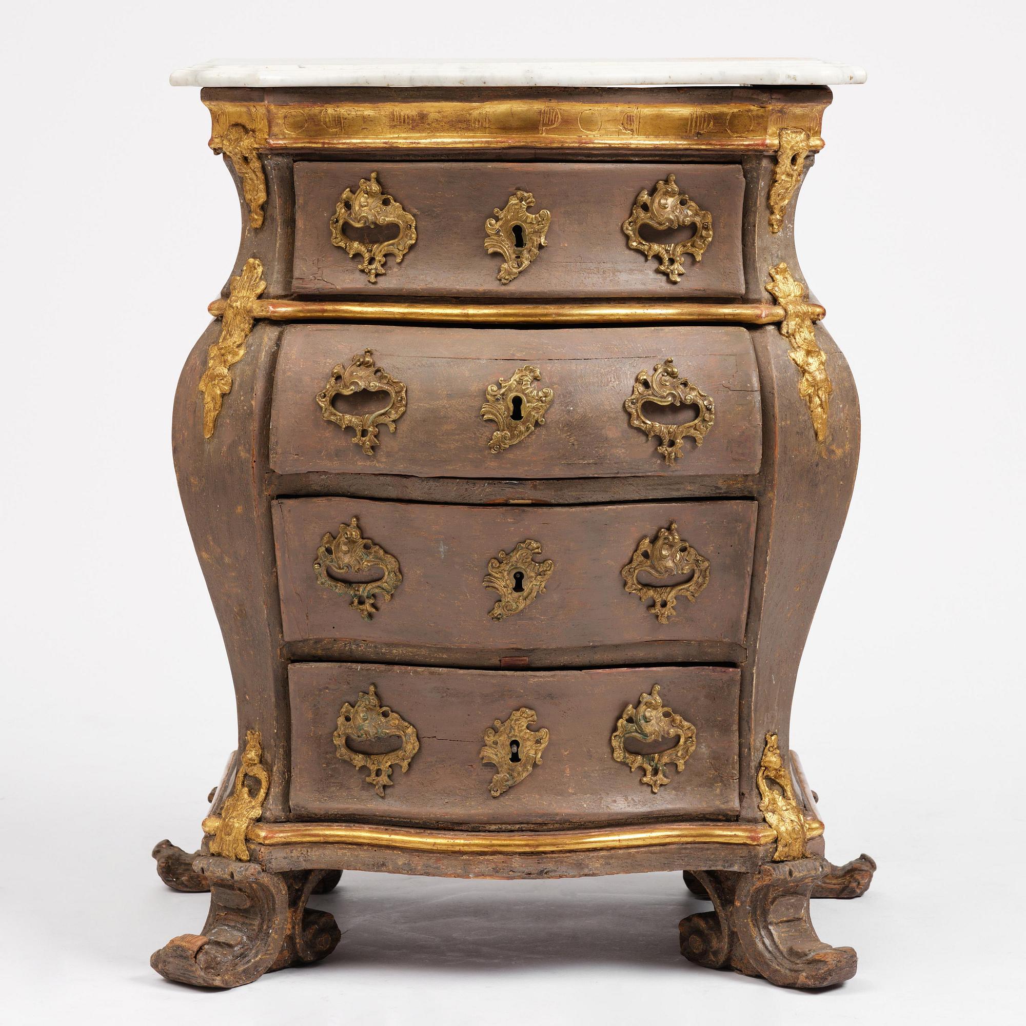 Byrå, Mathias Ortmanns (ca.1692–1757) art. Danmark, 1700-talets mitt. Rokoko.