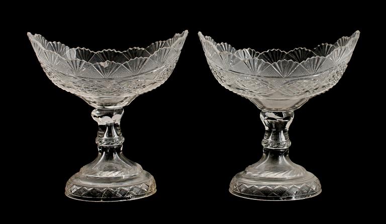 SKÅLAR, 1 par, glas, 1800-tal.