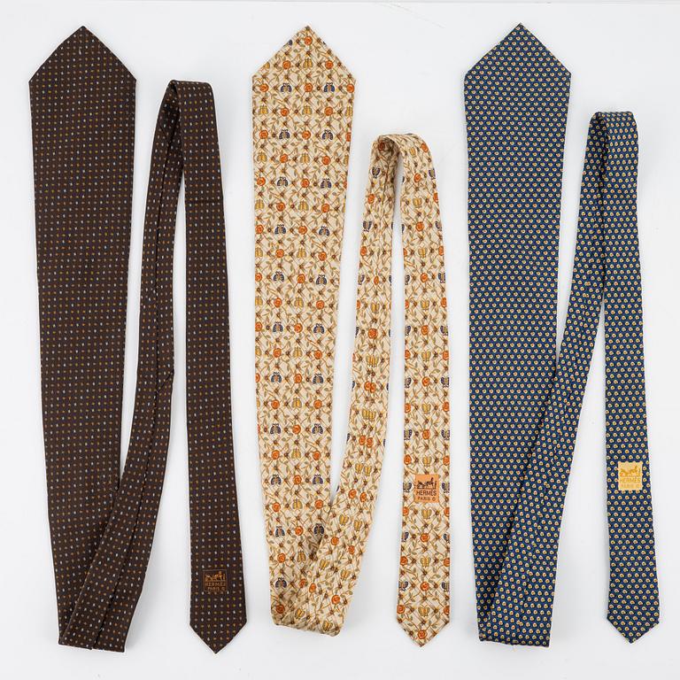 Hermès, three silk ties.