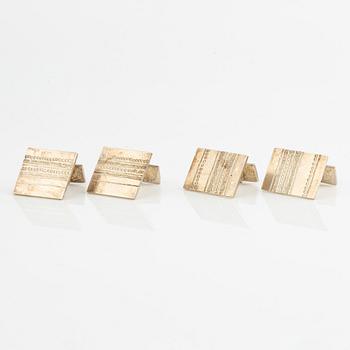 Lars Arby, five pairs of cufflinks, sterling silver, Gothenburg 1976 and 1980.