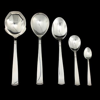 BESTICKSERVIS, 190 delar, silver, "Rosenholm", Jacob Ängman, GAB, omkring 1950. Vikt ca 6 600 g.