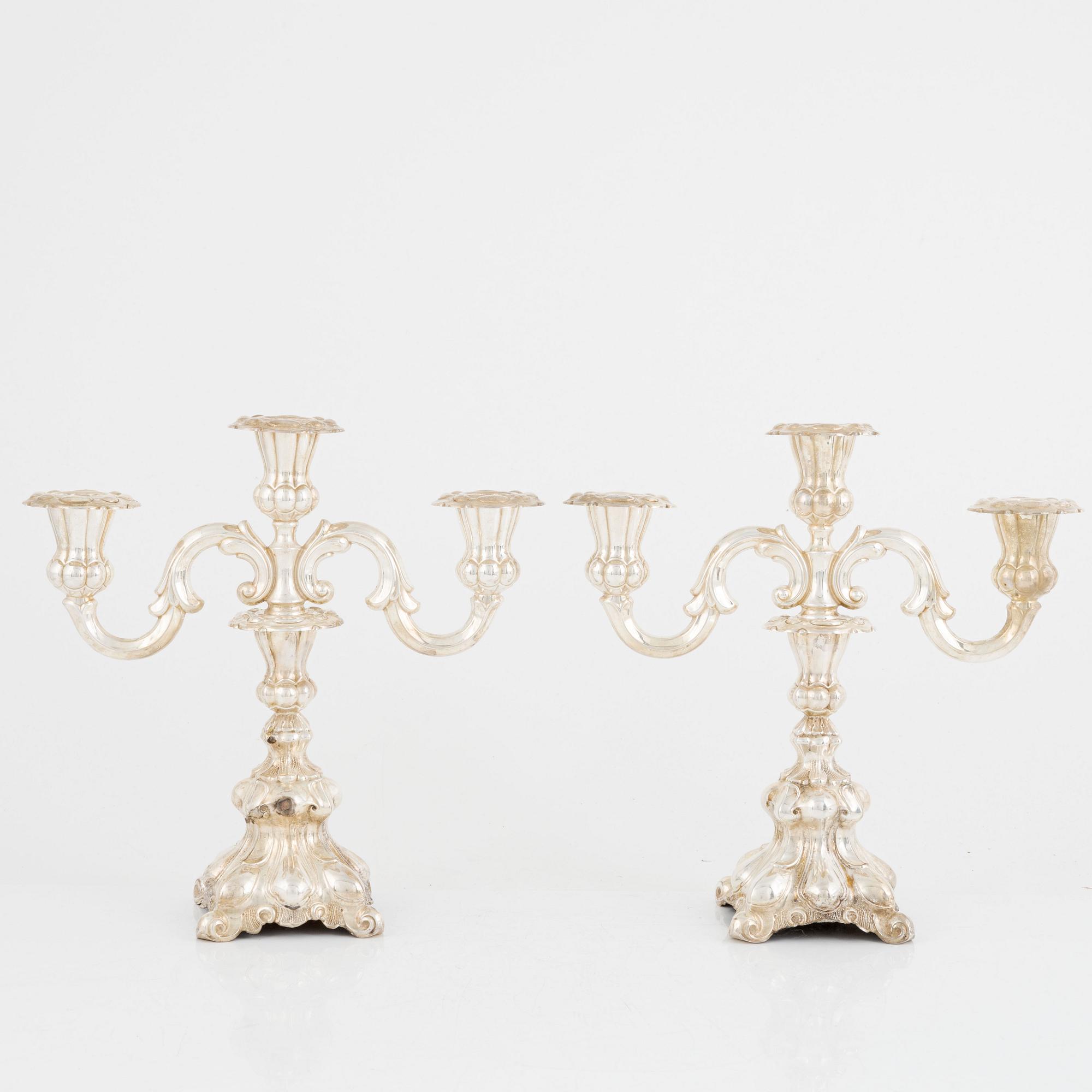 A pair of silver candelabra, mark of Thorvald Marthinsen Sølvvarefabrik, Norge.