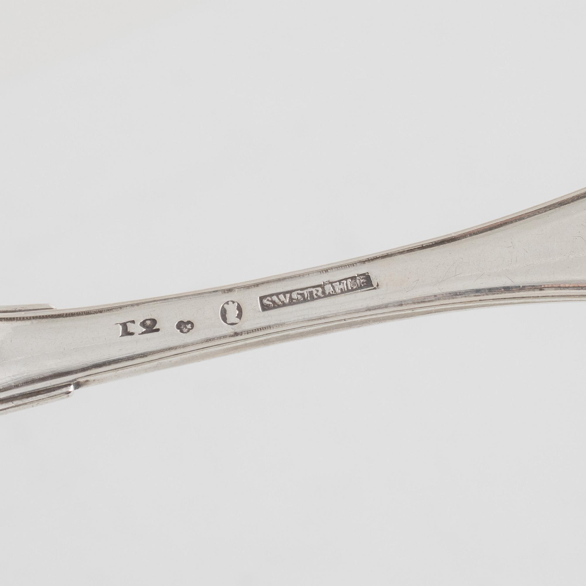 Gafflar, 10 st, silver, bl.a. Magnus Ljungqvist, Kristianstad 1798.