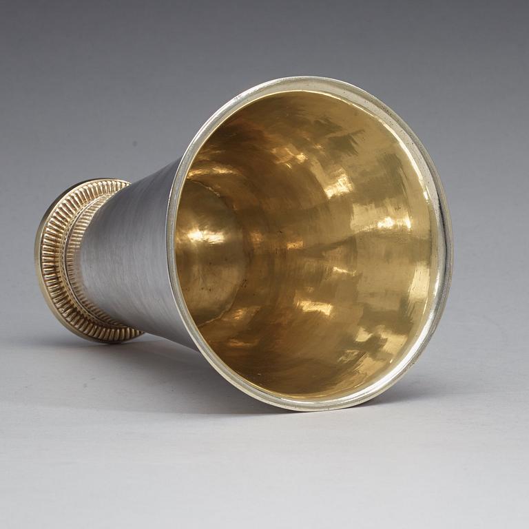A Swedish 18th century parcel-gilt beaker, marks of Jacob Lundbom, Askersund (1750-1753).