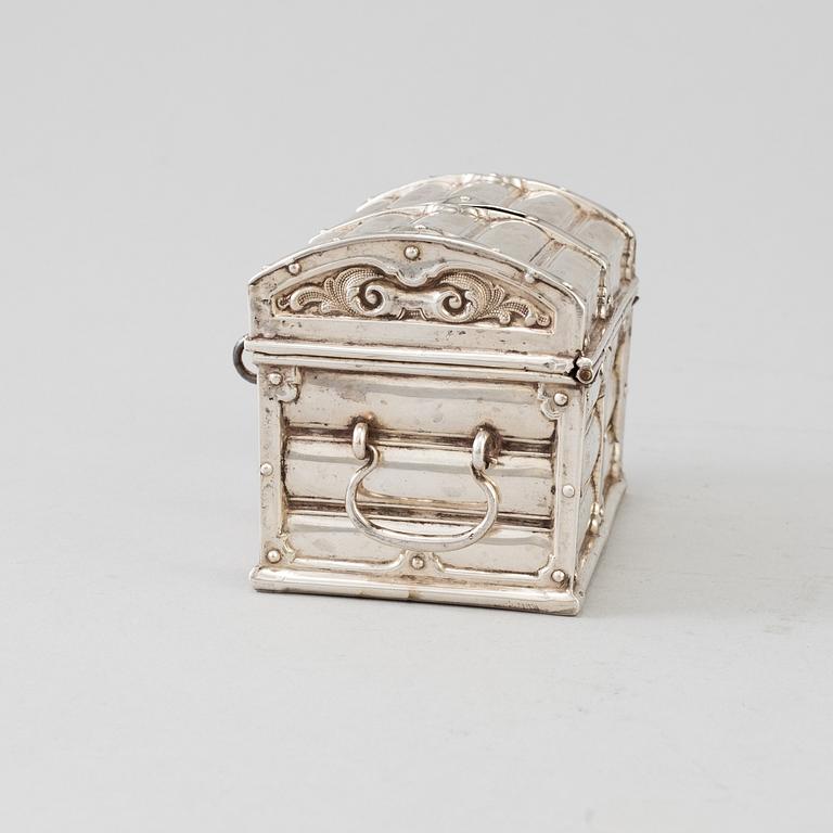 A silver money box by Gustav Dahlgren, Malmö 1863. Weight ca 118 gram.