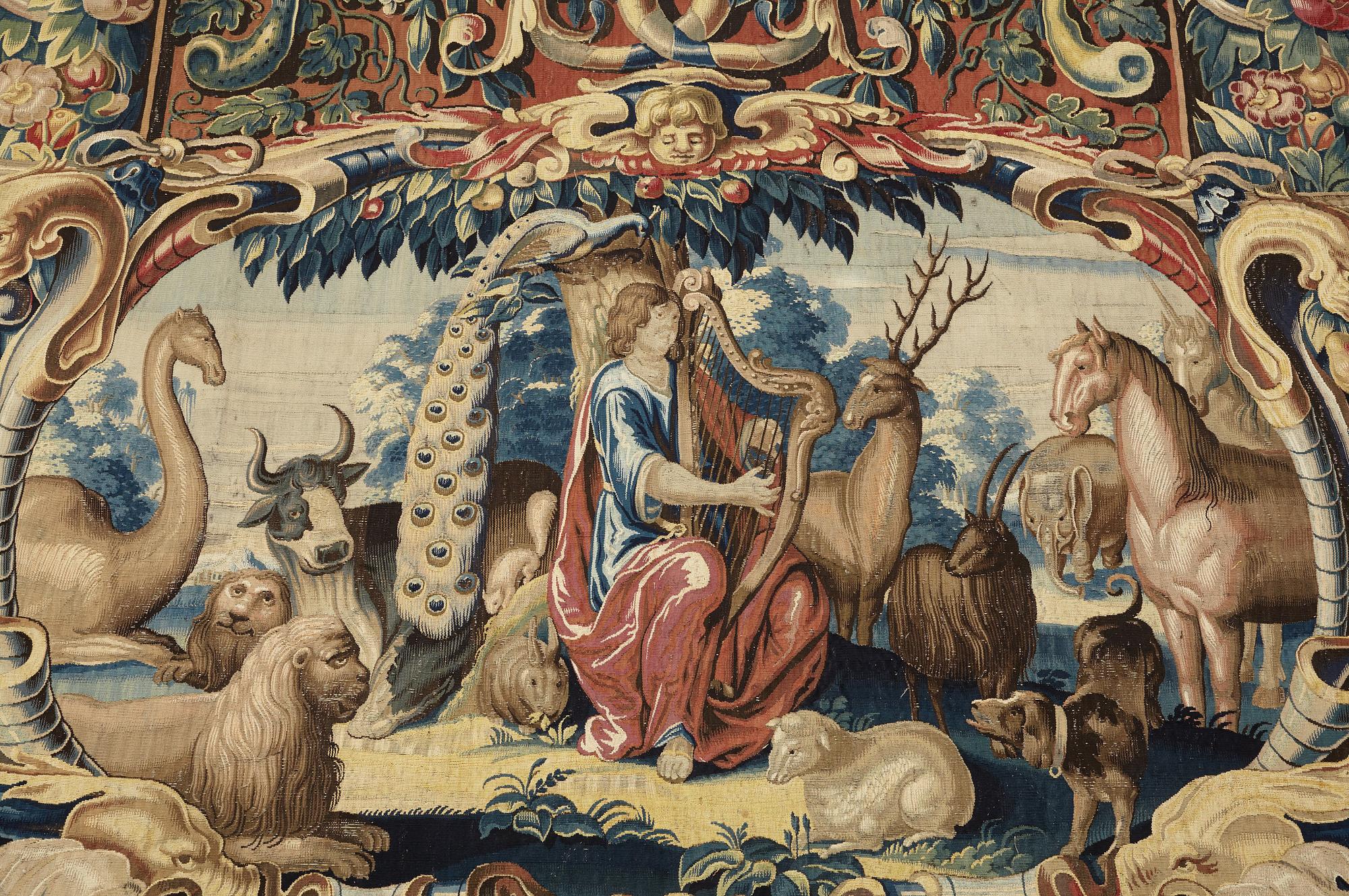 VÄVD TAPET, "Orphée jouant pour les Animaux", norra Nederländerna 1600-talets förra hälft - omkring 1600-talets mitt,