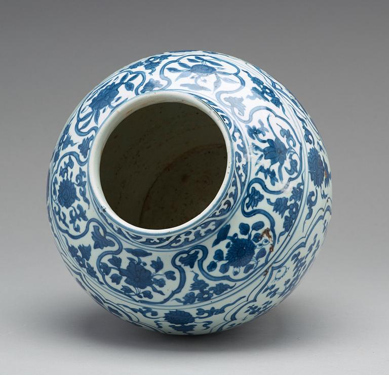 A blue and white jar, Ming dynasty (1368-1644).