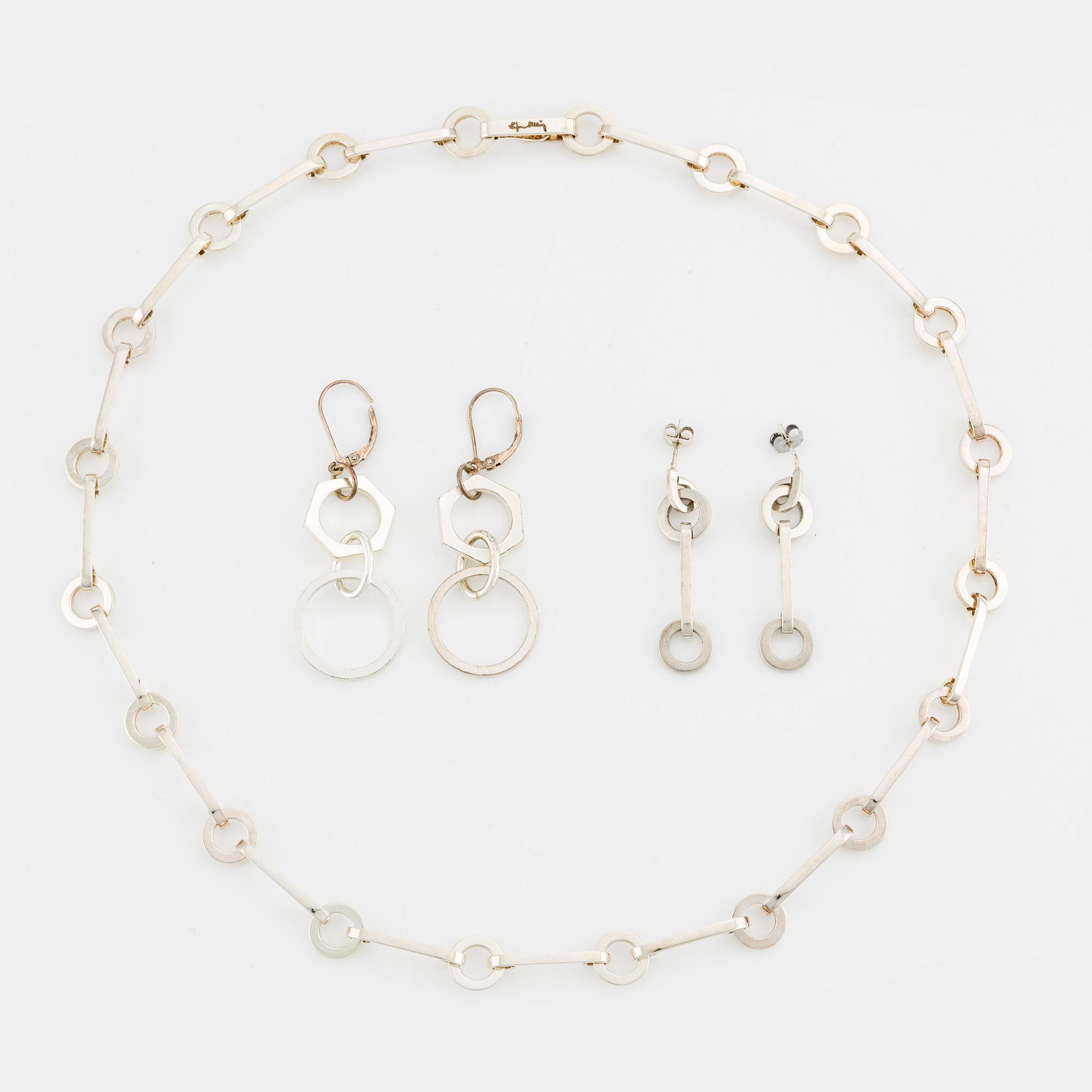 Efva Attling, earrings and necklace, silver.