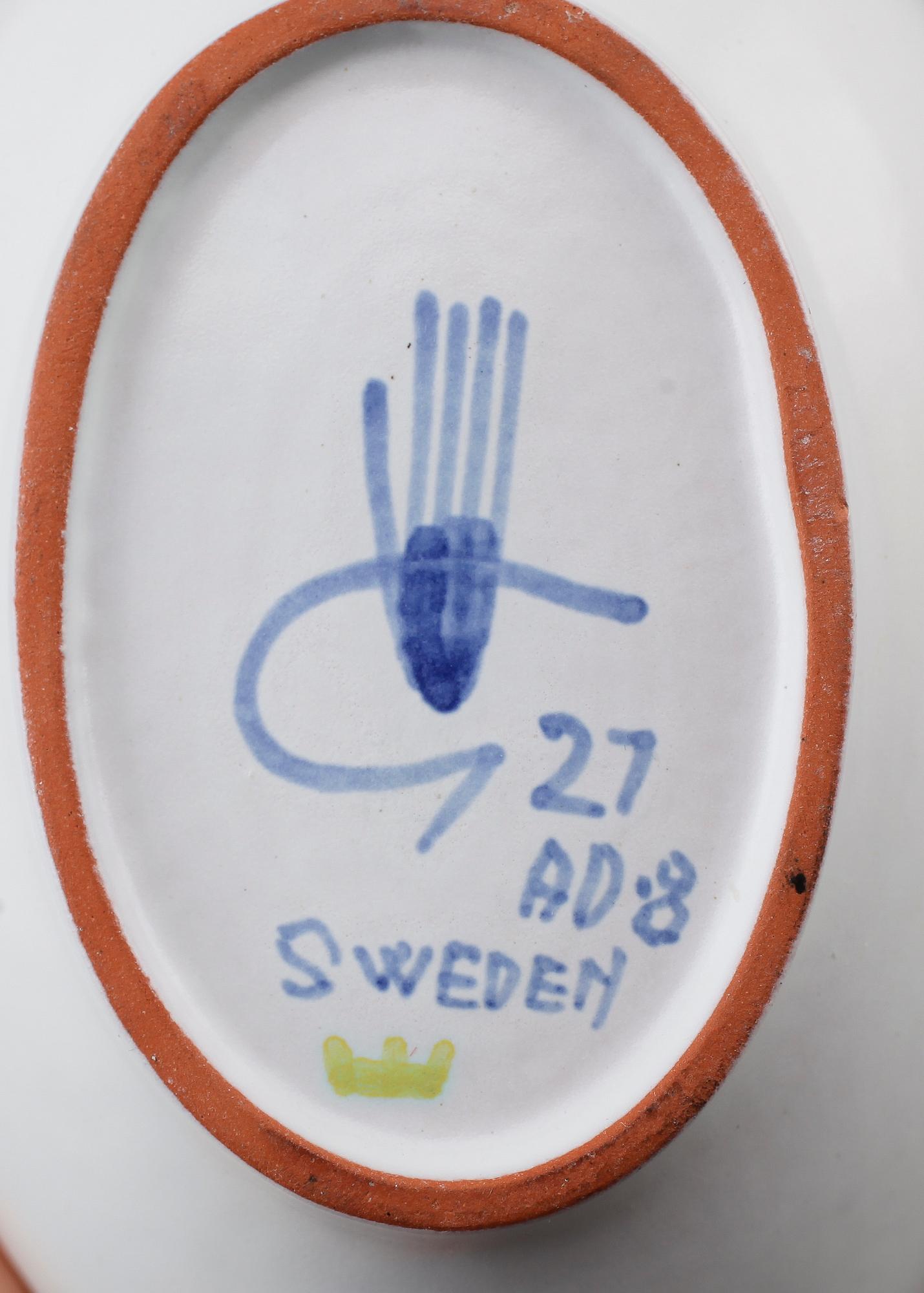 SKÅL, SKÅLFAT SAMT TEKOPP MED FAT, porslin, 5 delar, Stig Lindberg, Gustavsberg.