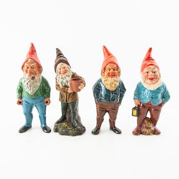 Gnomes 7 pcs mostly Germany mid/second half of the 20th century painted terracotta.