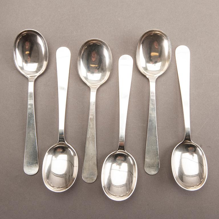 A 20th century Swedish set of six silver spoons mark of Wiwen Nilsson Lund 1952 weight 318 gr.