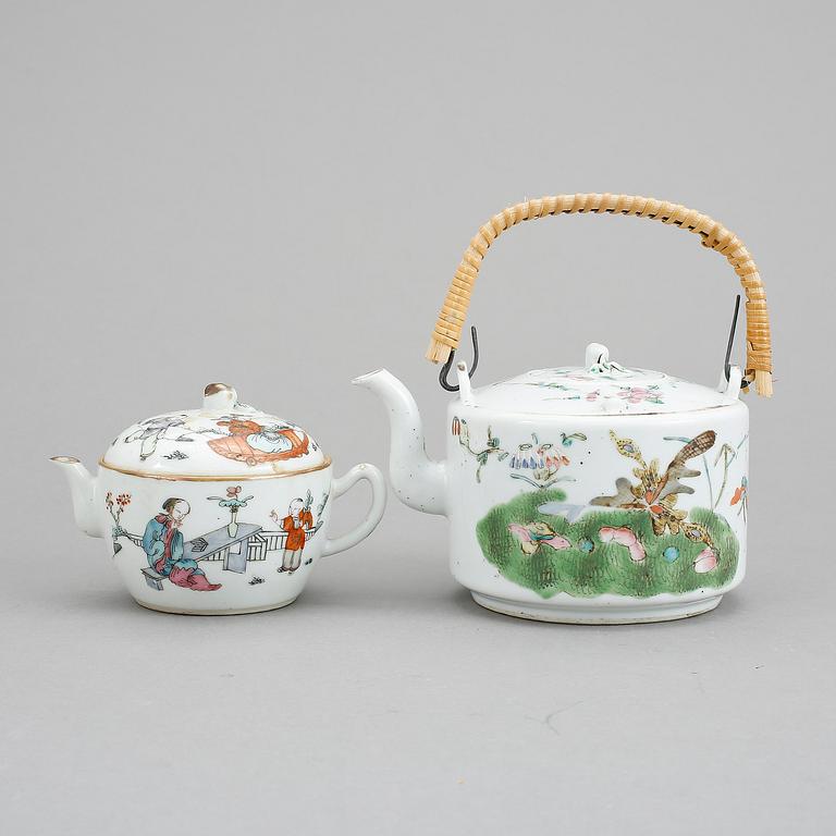KANNOR, 2 st, porslin, Kina, 1800-tal.