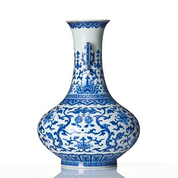 A blue and white vase, Qing dynasty, Jiaqing mark and period (1796-1820).