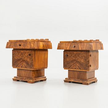 Nightstands, a pair, Art Deco, first half of the 20th century.