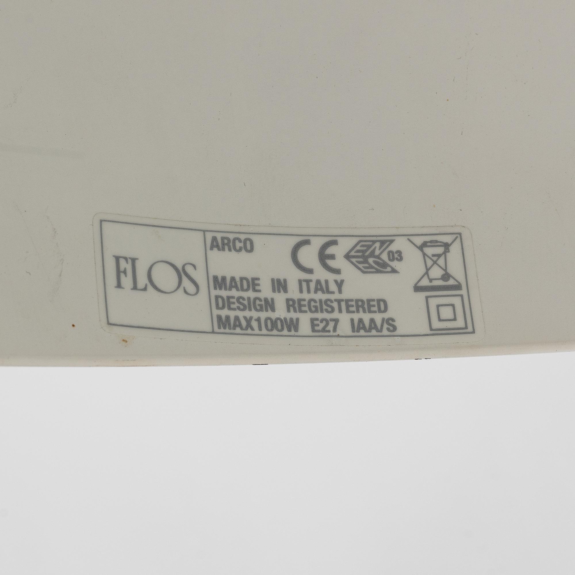 Achille & Pier Castiglioni, an 'Arco' floor lamp, Flos, Italy.