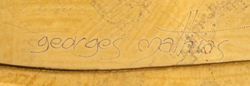 Georges Mathias coffee table whit brass top, signed, 1980's.