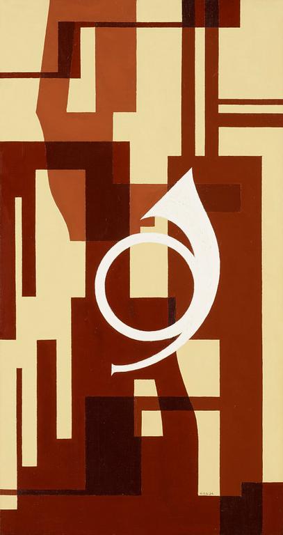 Otto G Carlsund, "Fuga i brunt - projekt till väggmålning för musikrum" (Wallpainting For Musicroom).