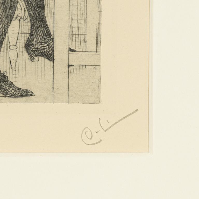 Carl Larsson, etching, 1916, signed in pencil.