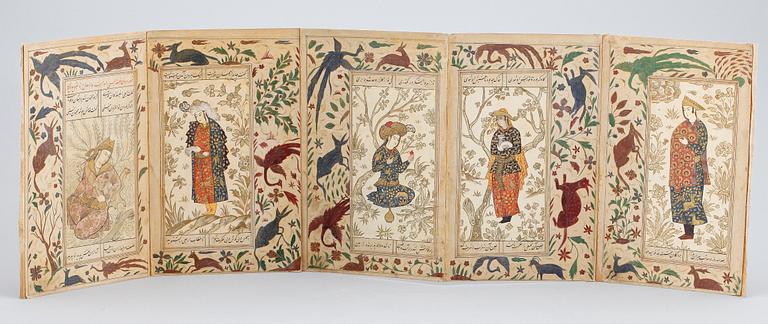 OKÄND KONSTNÄR, mapp med 6 gouacher, persien. 1800-tal.