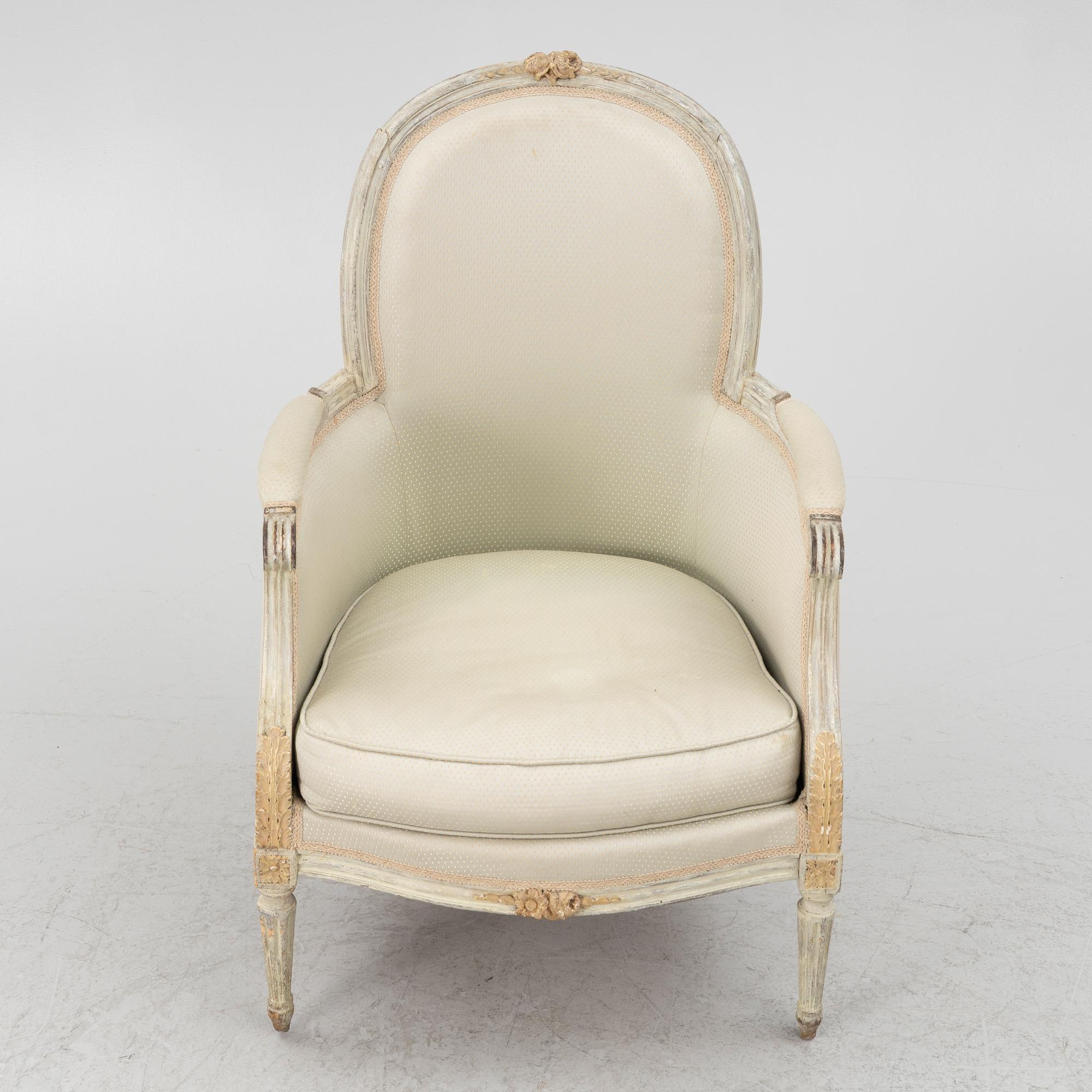 A Louis XVI bergère, late 18th Century.