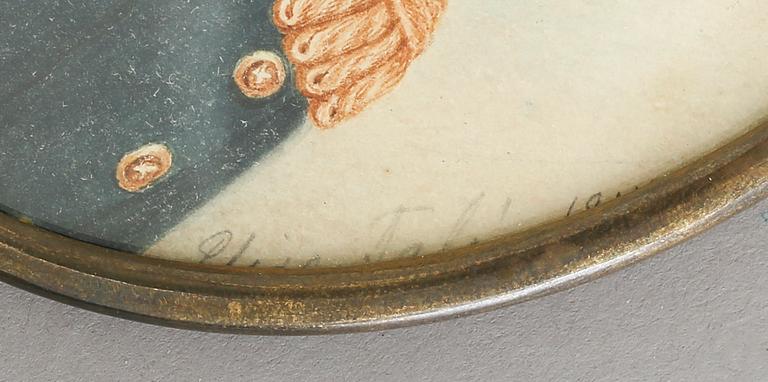 ELISE ARNBERG, akvarell, miniatyr. Signerad Elise Talén 1843.