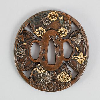 TSUBA, brons, Japan, Masahiro, 1800-tal.