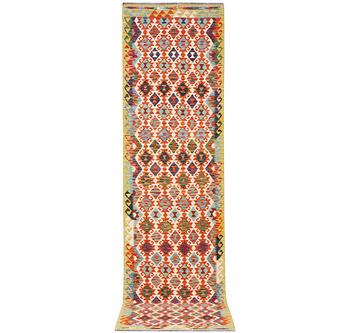 A Kilim runner carpet, c. 406 x 87 cm.