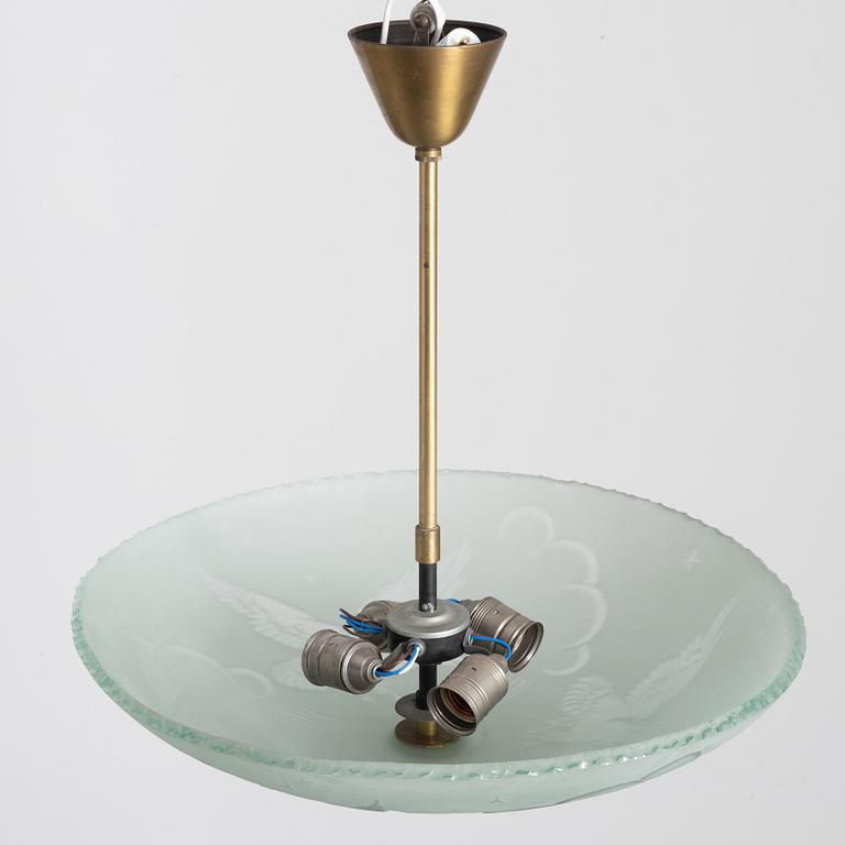Harald Notini, ceiling lamp, variant of model "10997", Arvid Böhlmarks Lampfabrik, Stockholm, 1930s.