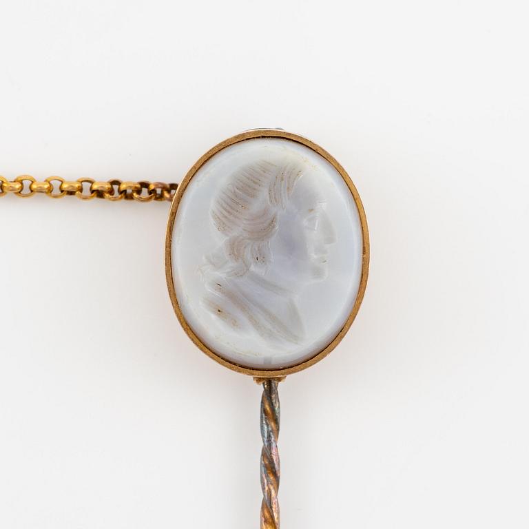 Revolutionary jewel, King Gustav III, cravat pin, gold and enamel,