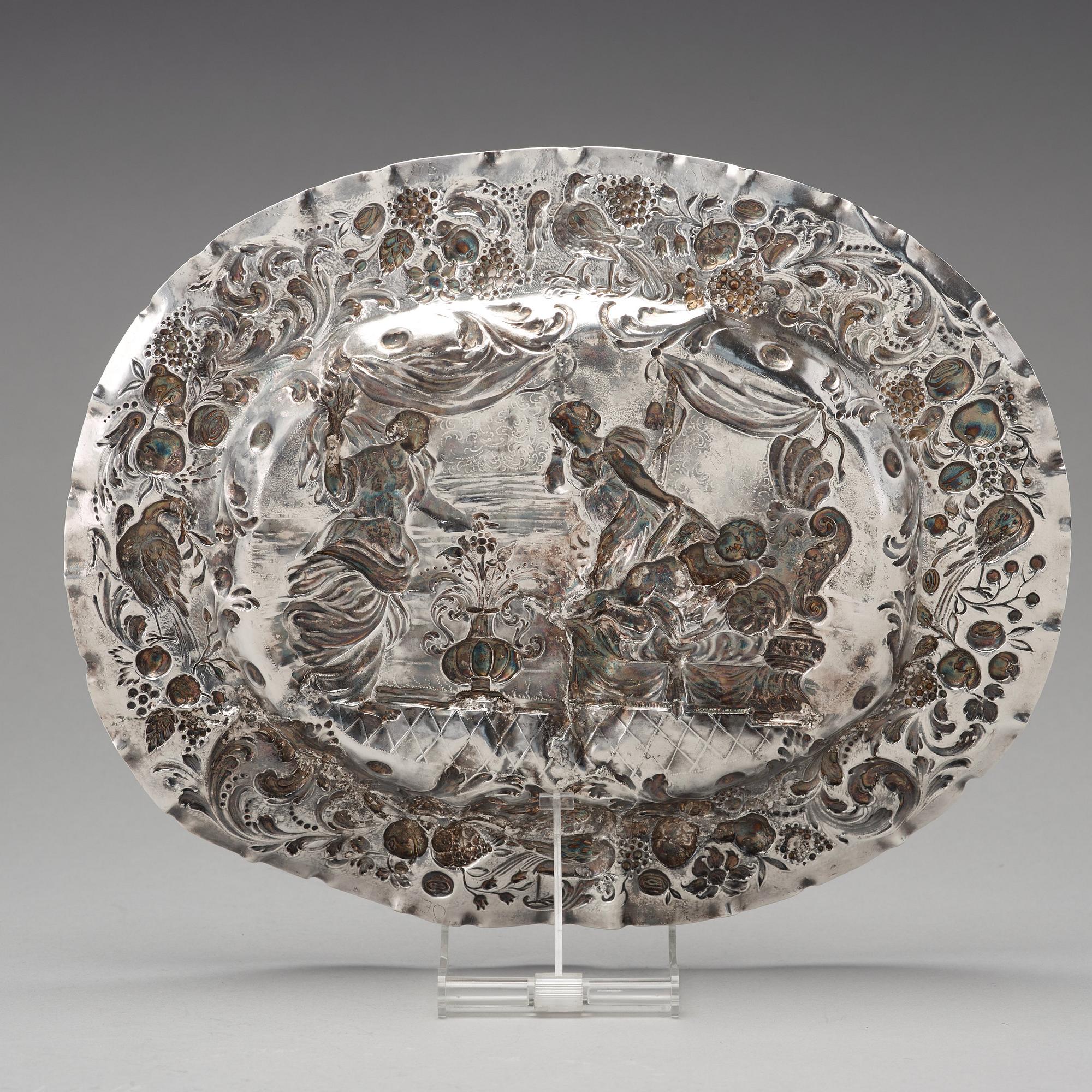 Arnold von der Hagen, presenterfat, silver, Norrköping (verksam 1695-1740(-42)), före 1700, barock.