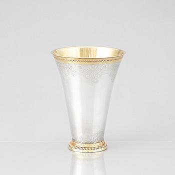 A Swedish 18th Century parcel-gilt silver beaker, mark of Berndt Falkengren, Visby (1737-1785).