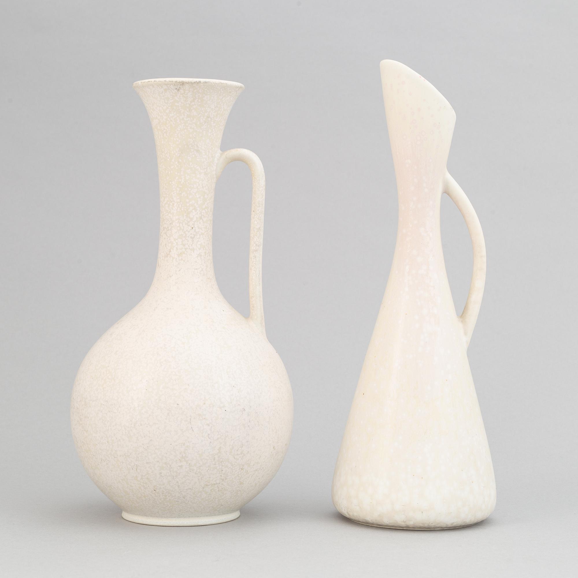 Gunnar Nylund, a set of three stoneware jugs and a vase for Rörstrand, 1950's/60's.