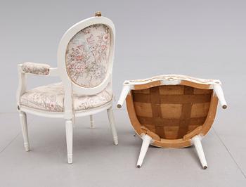 KARMSTOLAR, 1 par, gustaviansk stil, tidigt 1900-tal.