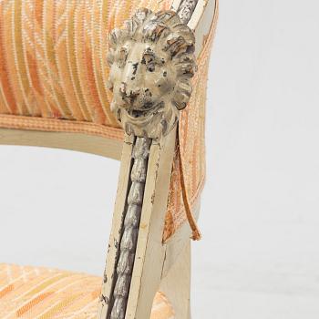 A pair of late Gustavian style armchairs, second half of the 19th century.